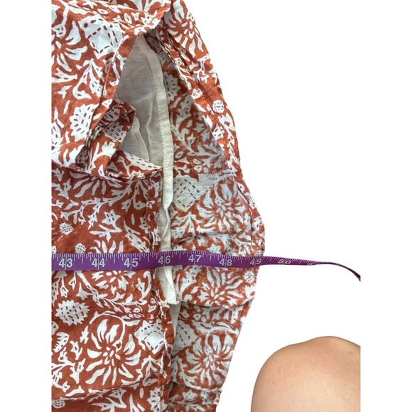 Cleobella Smocked Tiered Maxi Dress Floral Print Rust White XS Haltet Neck - Picture 2 of 7